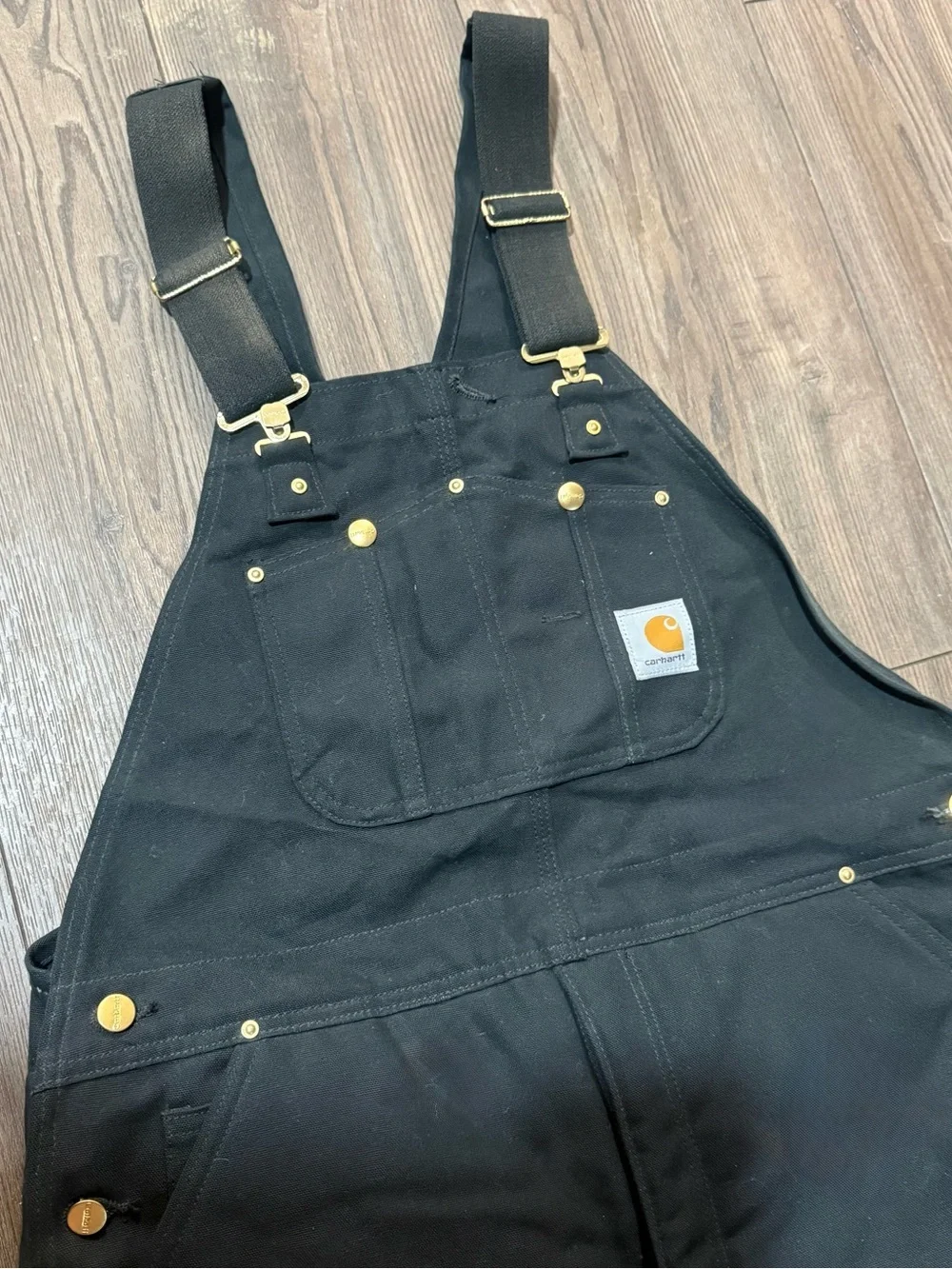 Vintage Y2K Carhartt R03 BLK Insulated Duck Bib Overalls 38x30 - Picture 4 of 5
